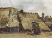 Vincent Van Gogh Cottage with Woman Digging (nn04) oil painting on canvas